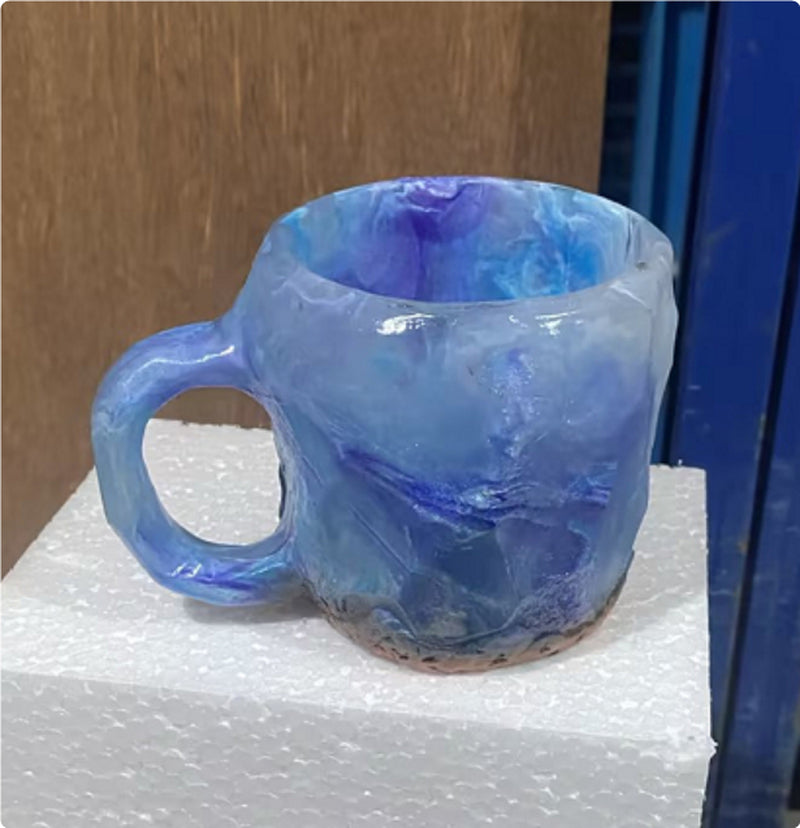 400Ml Resin Mineral Crystal Coffee Mugs with Handles Elegant Fake Mineral Crystal Cup for Workplace Home Decor Christmas Gift Kitchen Gadgets