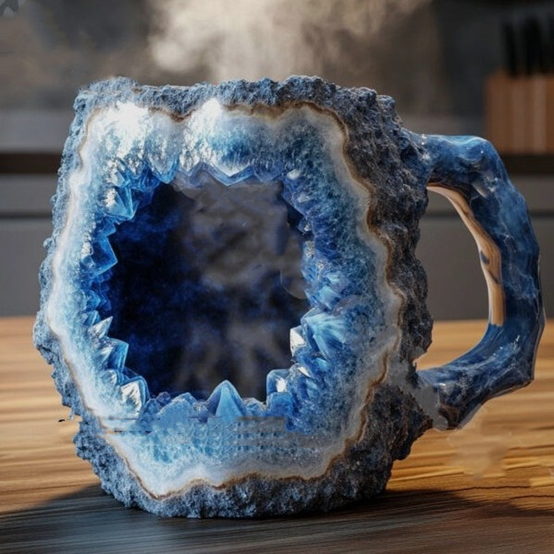 400Ml Resin Mineral Crystal Coffee Mugs with Handles Elegant Fake Mineral Crystal Cup for Workplace Home Decor Christmas Gift Kitchen Gadgets