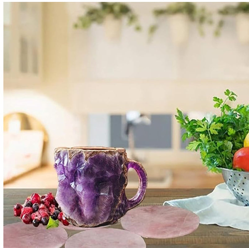 400Ml Resin Mineral Crystal Coffee Mugs with Handles Elegant Fake Mineral Crystal Cup for Workplace Home Decor Christmas Gift Kitchen Gadgets
