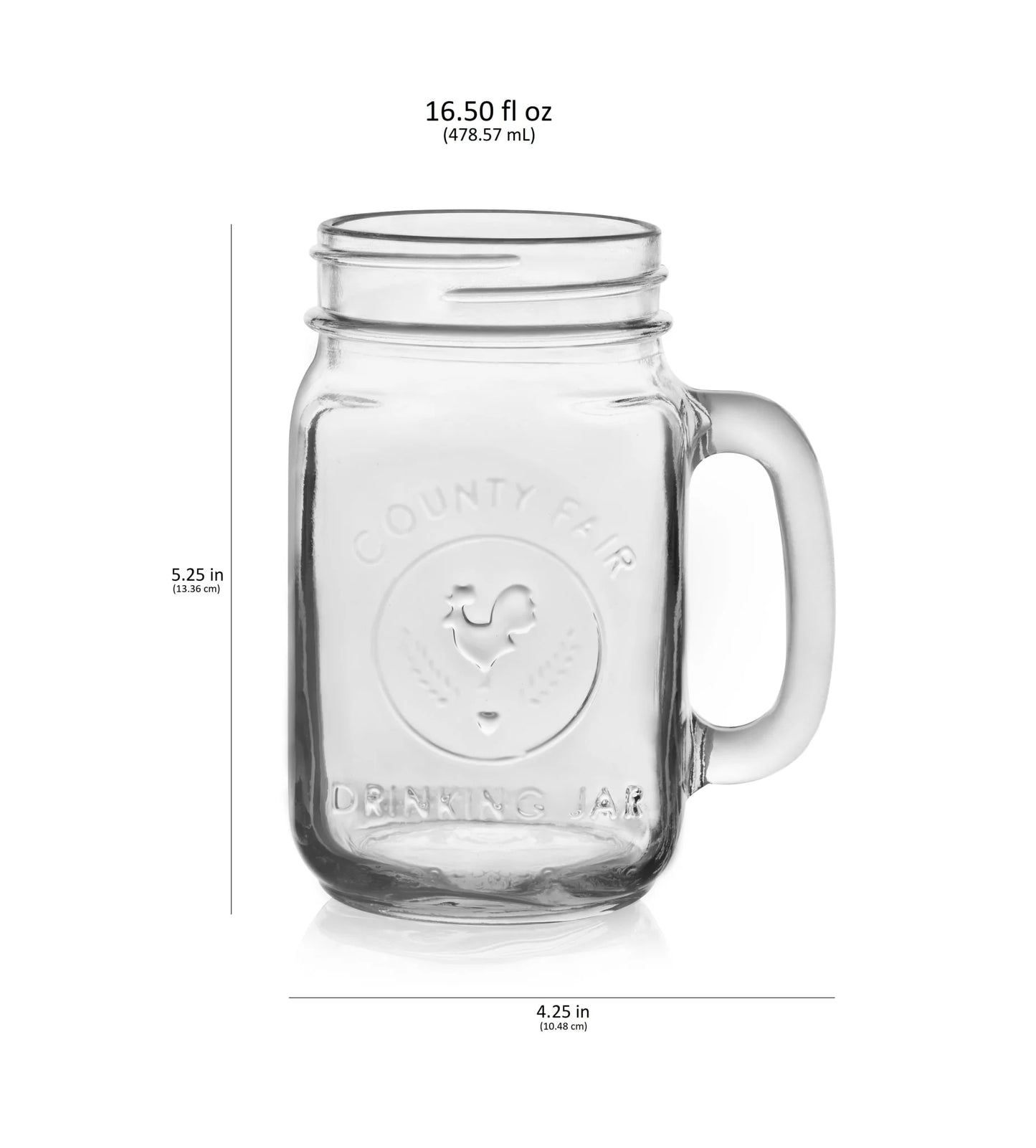 County Fair Glass Drinking Jars, 16.5 Ounce, Set of 12