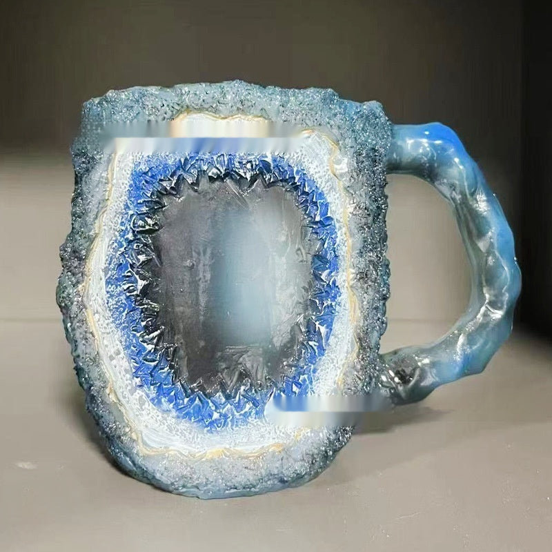 400Ml Resin Mineral Crystal Coffee Mugs with Handles Elegant Fake Mineral Crystal Cup for Workplace Home Decor Christmas Gift Kitchen Gadgets