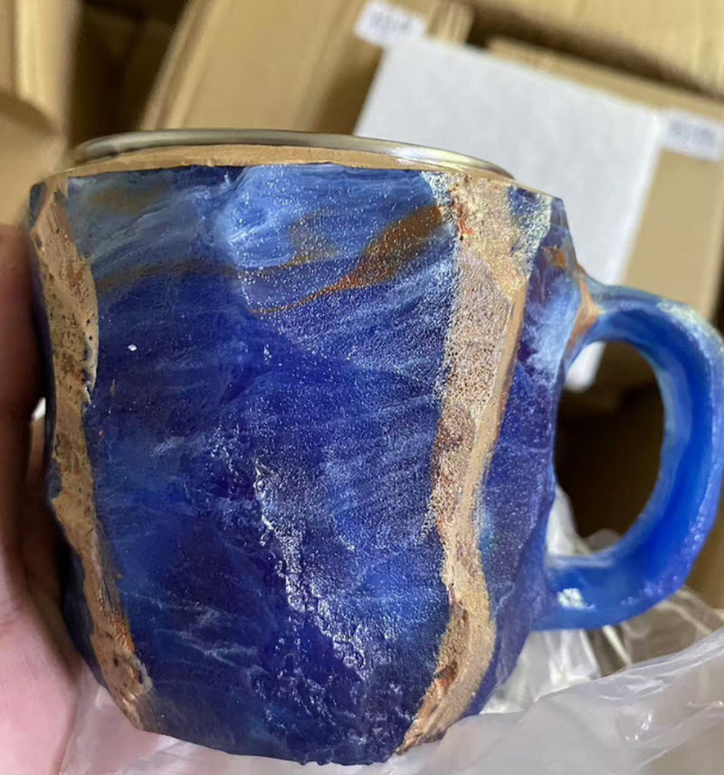400Ml Resin Mineral Crystal Coffee Mugs with Handles Elegant Fake Mineral Crystal Cup for Workplace Home Decor Christmas Gift Kitchen Gadgets