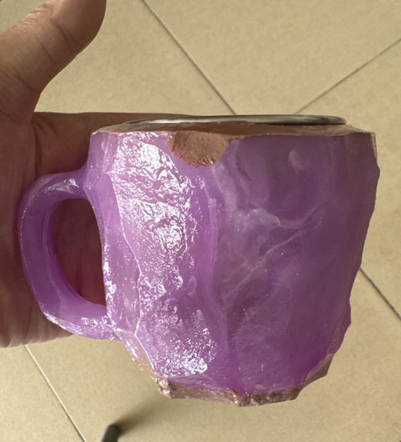 400Ml Resin Mineral Crystal Coffee Mugs with Handles Elegant Fake Mineral Crystal Cup for Workplace Home Decor Christmas Gift Kitchen Gadgets