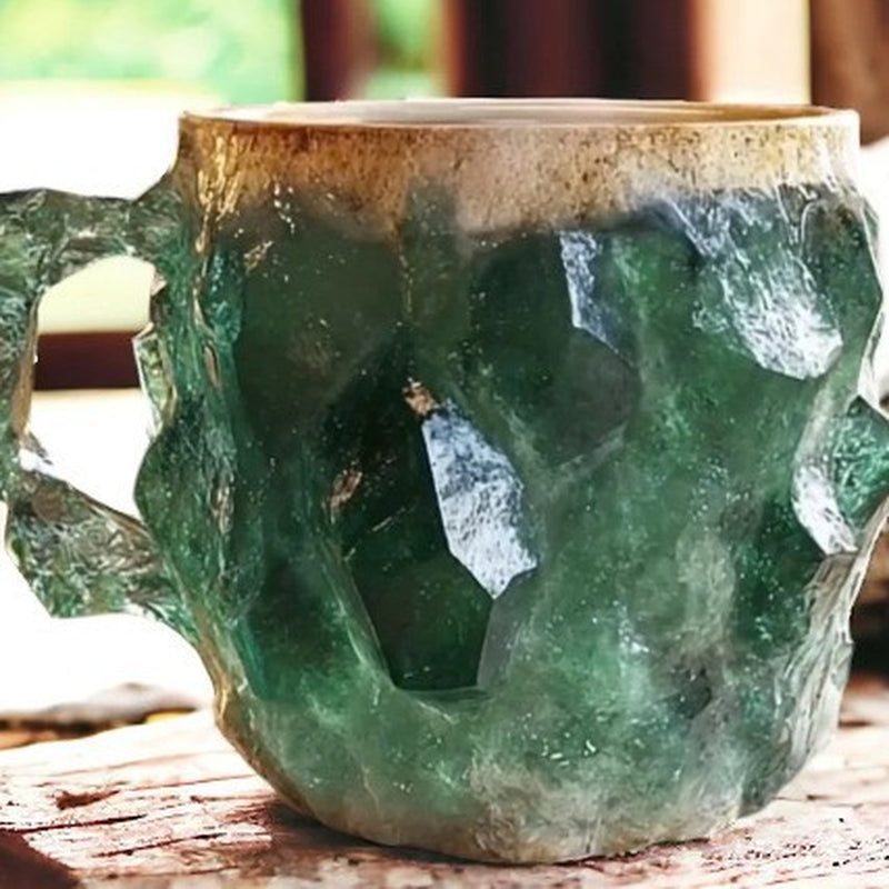 400Ml Resin Mineral Crystal Coffee Mugs with Handles Elegant Fake Mineral Crystal Cup for Workplace Home Decor Christmas Gift Kitchen Gadgets