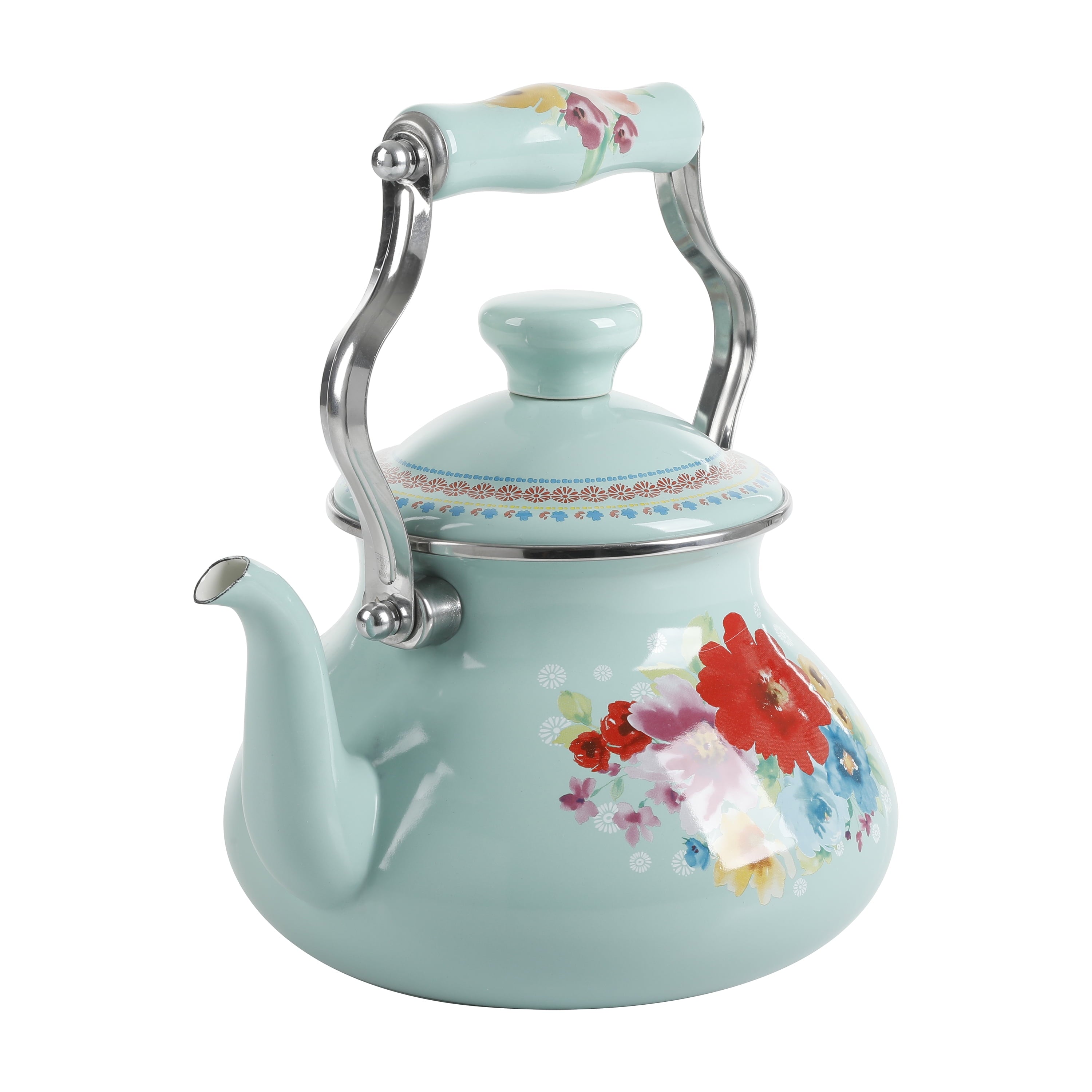 Breezy Blossom Enamel on Steel 1.9-Quart Tea Kettle