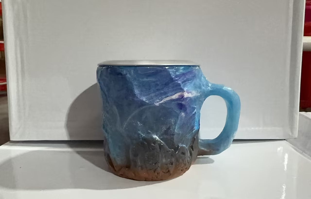 400Ml Resin Mineral Crystal Coffee Mugs with Handles Elegant Fake Mineral Crystal Cup for Workplace Home Decor Christmas Gift Kitchen Gadgets