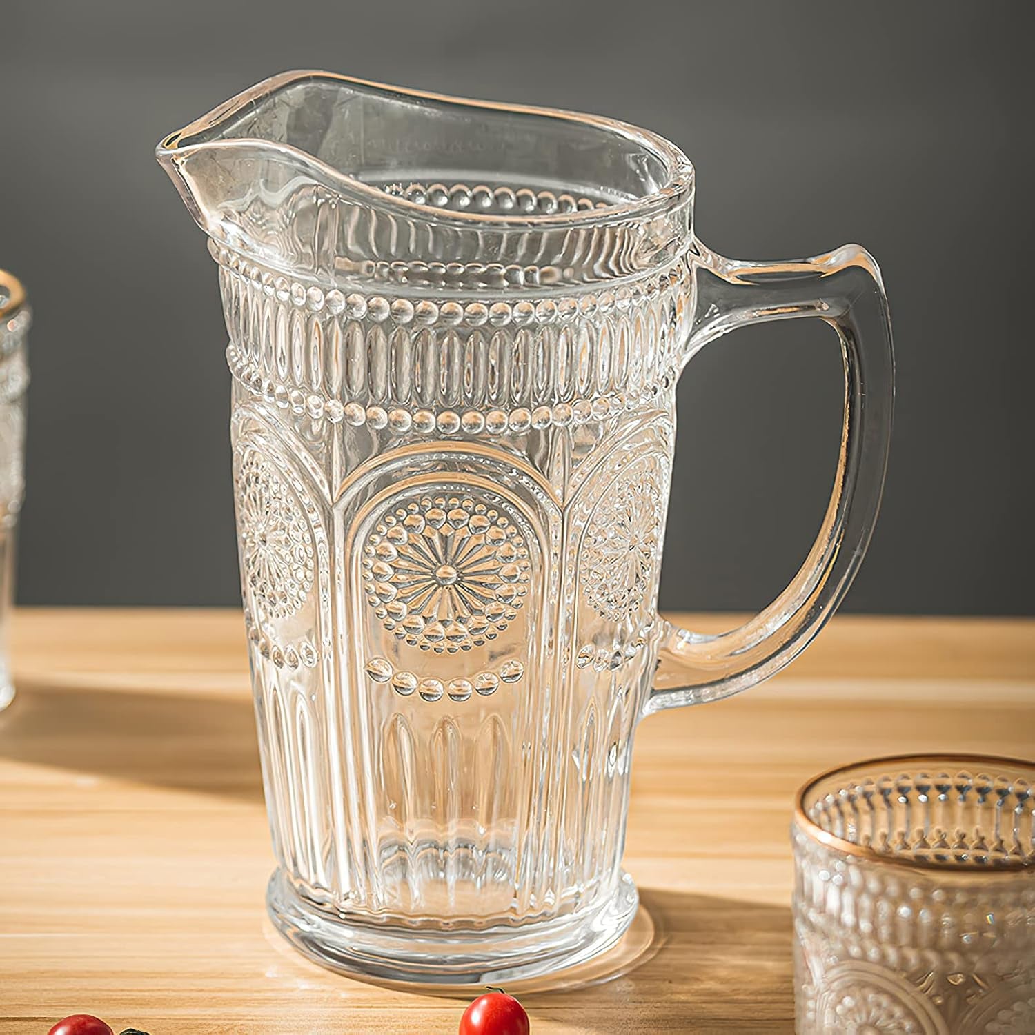 Vintage Water Carafe Pitcher 50 Oz Glass Jug for Ice Tea Juice Milk Beverages