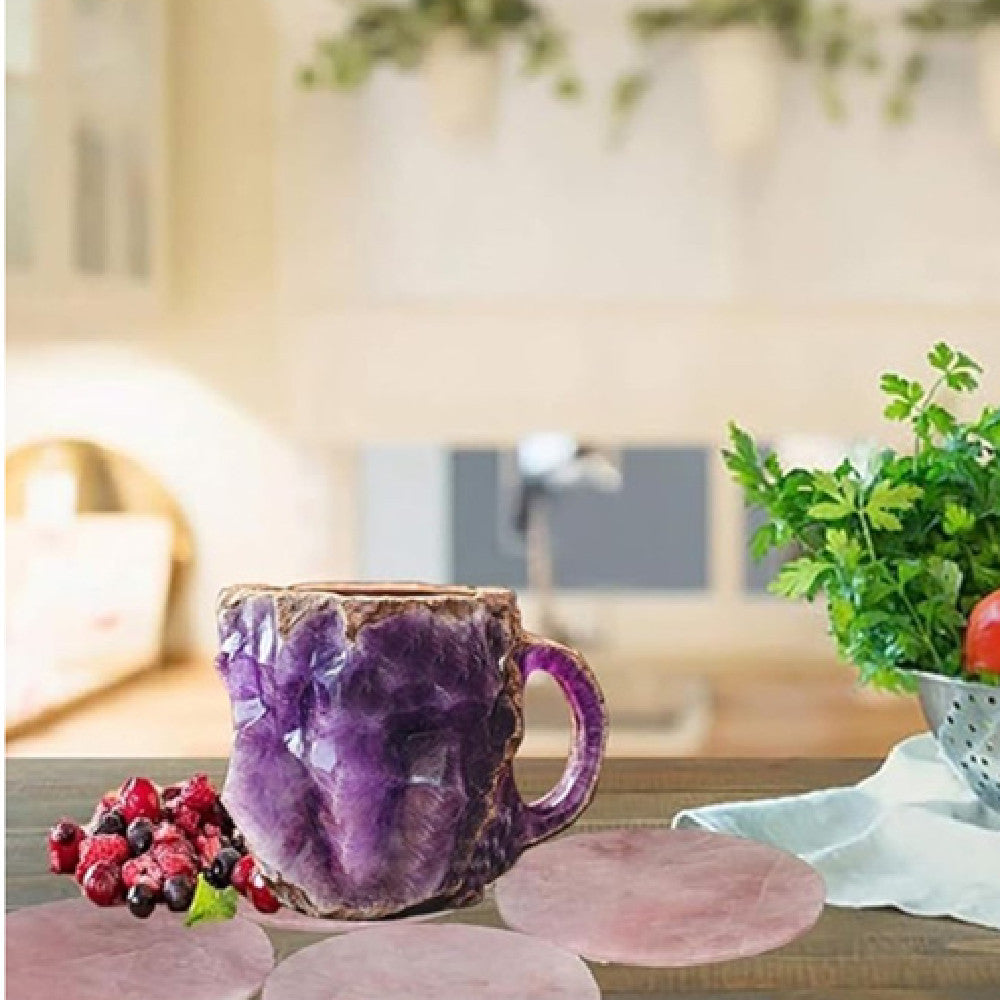 400Ml Resin Mineral Crystal Coffee Mugs with Handles Elegant Fake Mineral Crystal Cup for Workplace Home Decor Christmas Gift Kitchen Gadgets