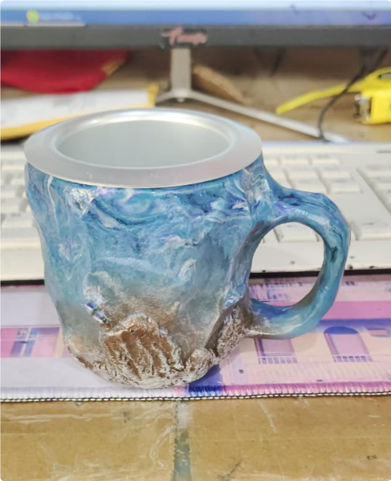400Ml Resin Mineral Crystal Coffee Mugs with Handles Elegant Fake Mineral Crystal Cup for Workplace Home Decor Christmas Gift Kitchen Gadgets