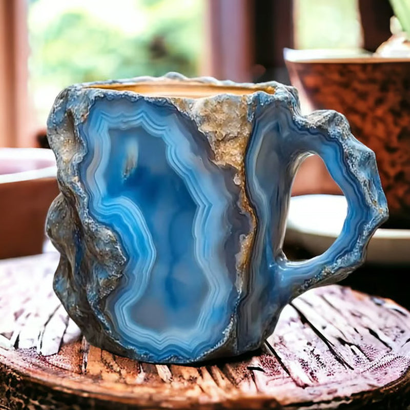 400Ml Resin Mineral Crystal Coffee Mugs with Handles Elegant Fake Mineral Crystal Cup for Workplace Home Decor Christmas Gift Kitchen Gadgets