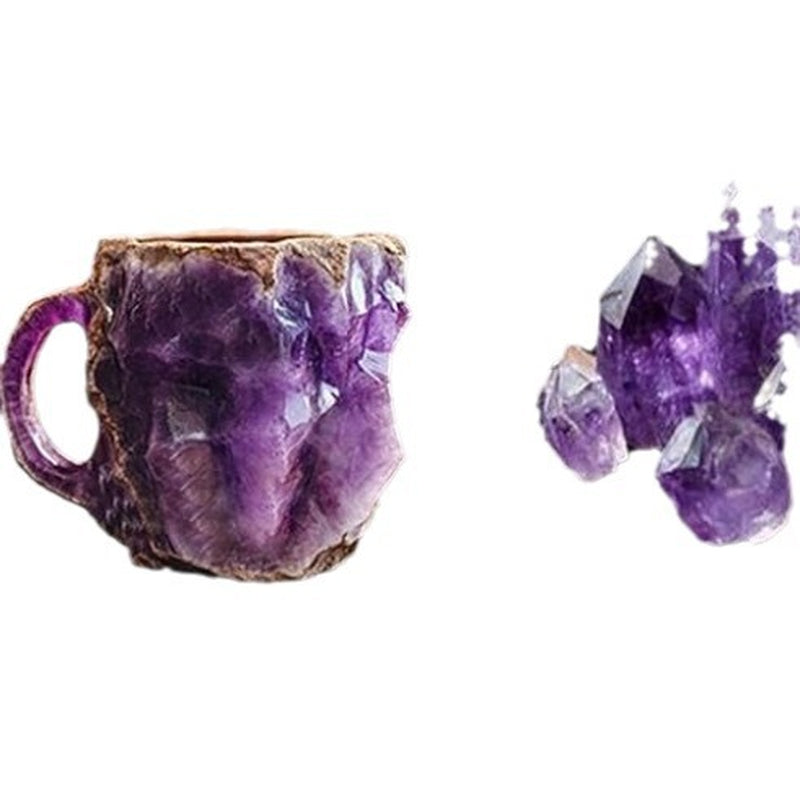 400Ml Resin Mineral Crystal Coffee Mugs with Handles Elegant Fake Mineral Crystal Cup for Workplace Home Decor Christmas Gift Kitchen Gadgets