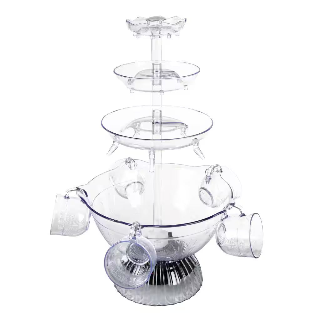3-Tier 1.5 Gal Party Drink Dispenser - Fountain with LED Light Base and 5 Cups