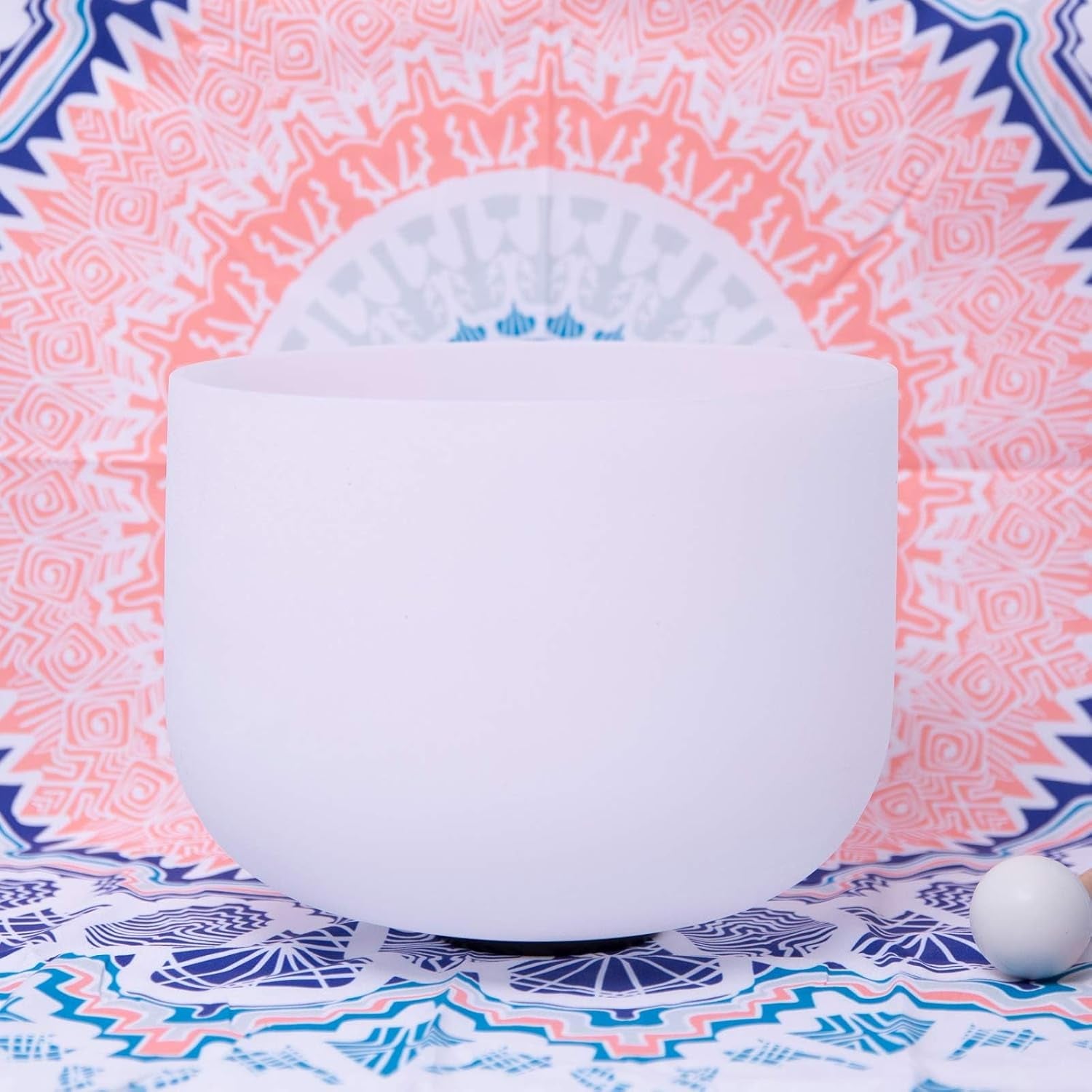 432Hz Perfect Pitch E Solar Plexus Chakra Frosted Quartz Crystal Singing Bowl 8 Inch Mallet & O-Ring Included