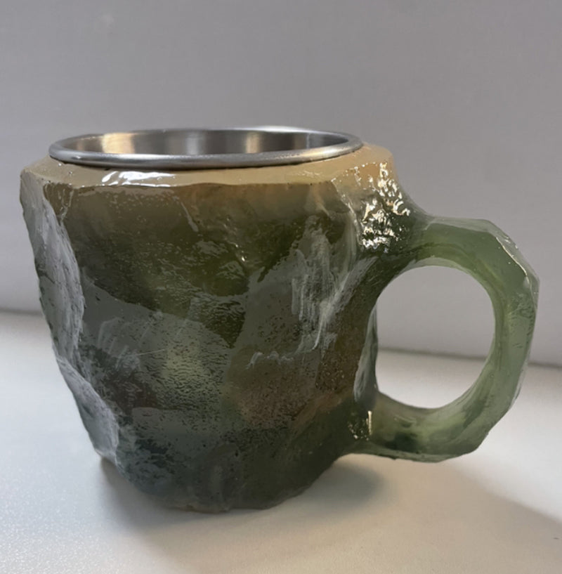 400Ml Resin Mineral Crystal Coffee Mugs with Handles Elegant Fake Mineral Crystal Cup for Workplace Home Decor Christmas Gift Kitchen Gadgets