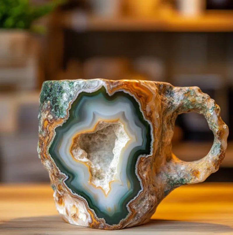 400Ml Resin Mineral Crystal Coffee Mugs with Handles Elegant Fake Mineral Crystal Cup for Workplace Home Decor Christmas Gift Kitchen Gadgets