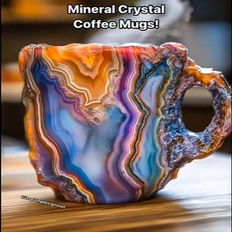 400Ml Resin Mineral Crystal Coffee Mugs with Handles Elegant Fake Mineral Crystal Cup for Workplace Home Decor Christmas Gift Kitchen Gadgets
