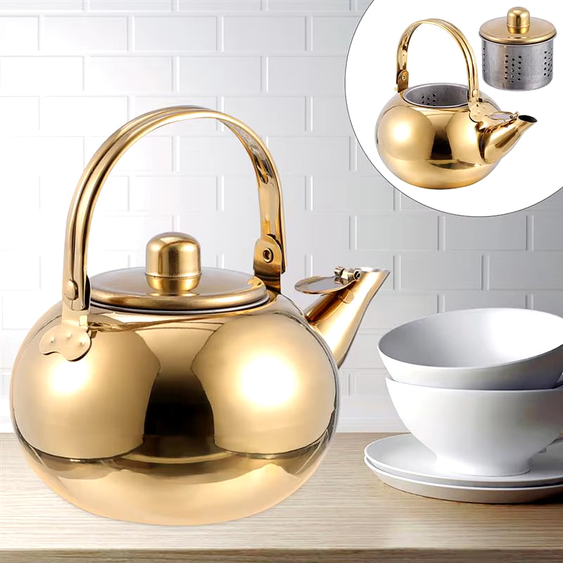 1.5/2/2.5L Stainless Steel Coffee Pot Mugs with Lid Practical Teapot Mug with Espresso Machines Screen Loose Leaf Tool Water