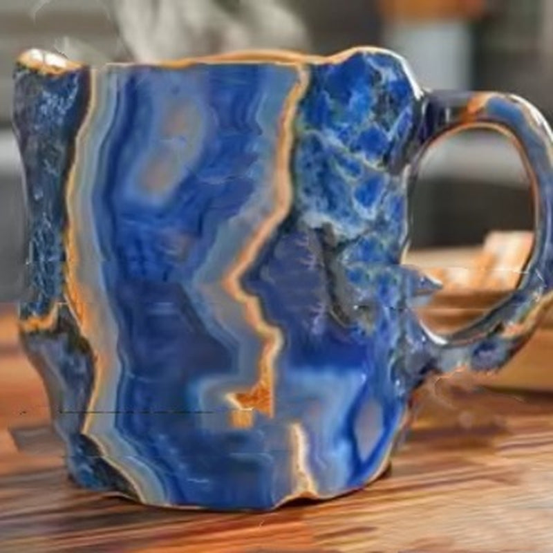 400Ml Resin Mineral Crystal Coffee Mugs with Handles Elegant Fake Mineral Crystal Cup for Workplace Home Decor Christmas Gift Kitchen Gadgets