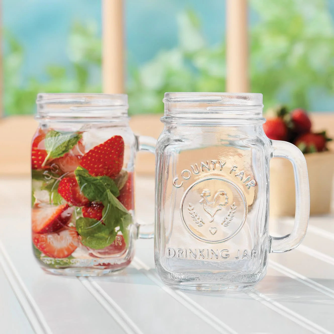 County Fair Glass Drinking Jars, 16.5 Ounce, Set of 12
