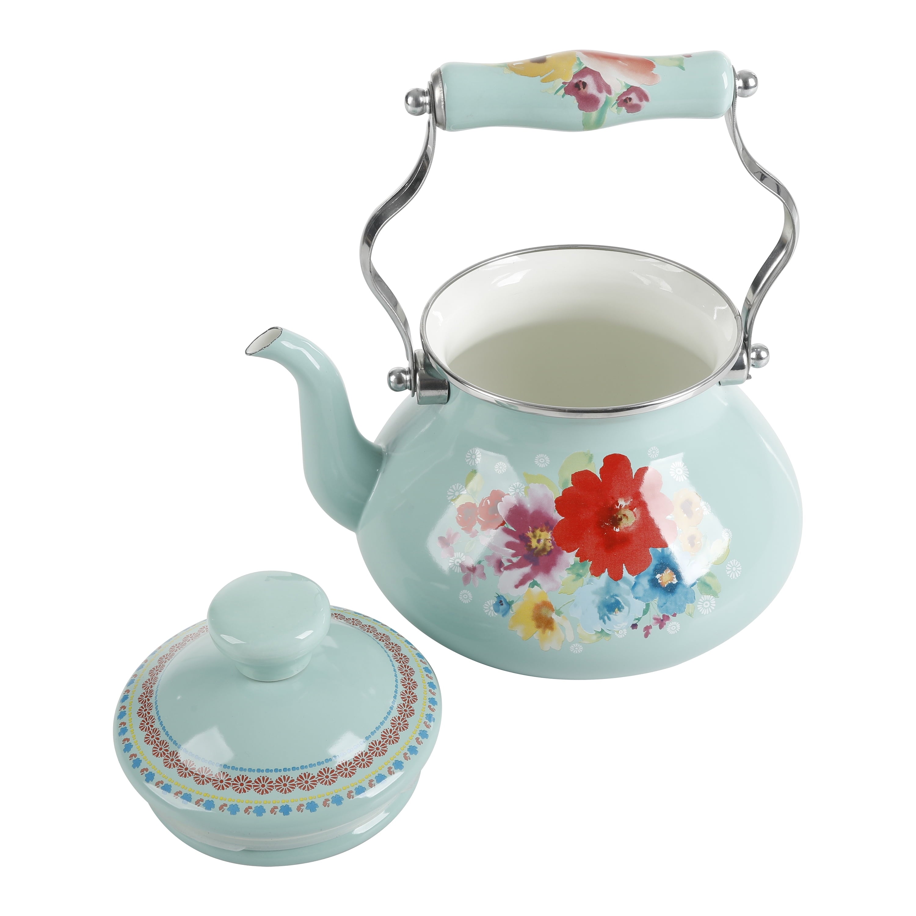 Breezy Blossom Enamel on Steel 1.9-Quart Tea Kettle