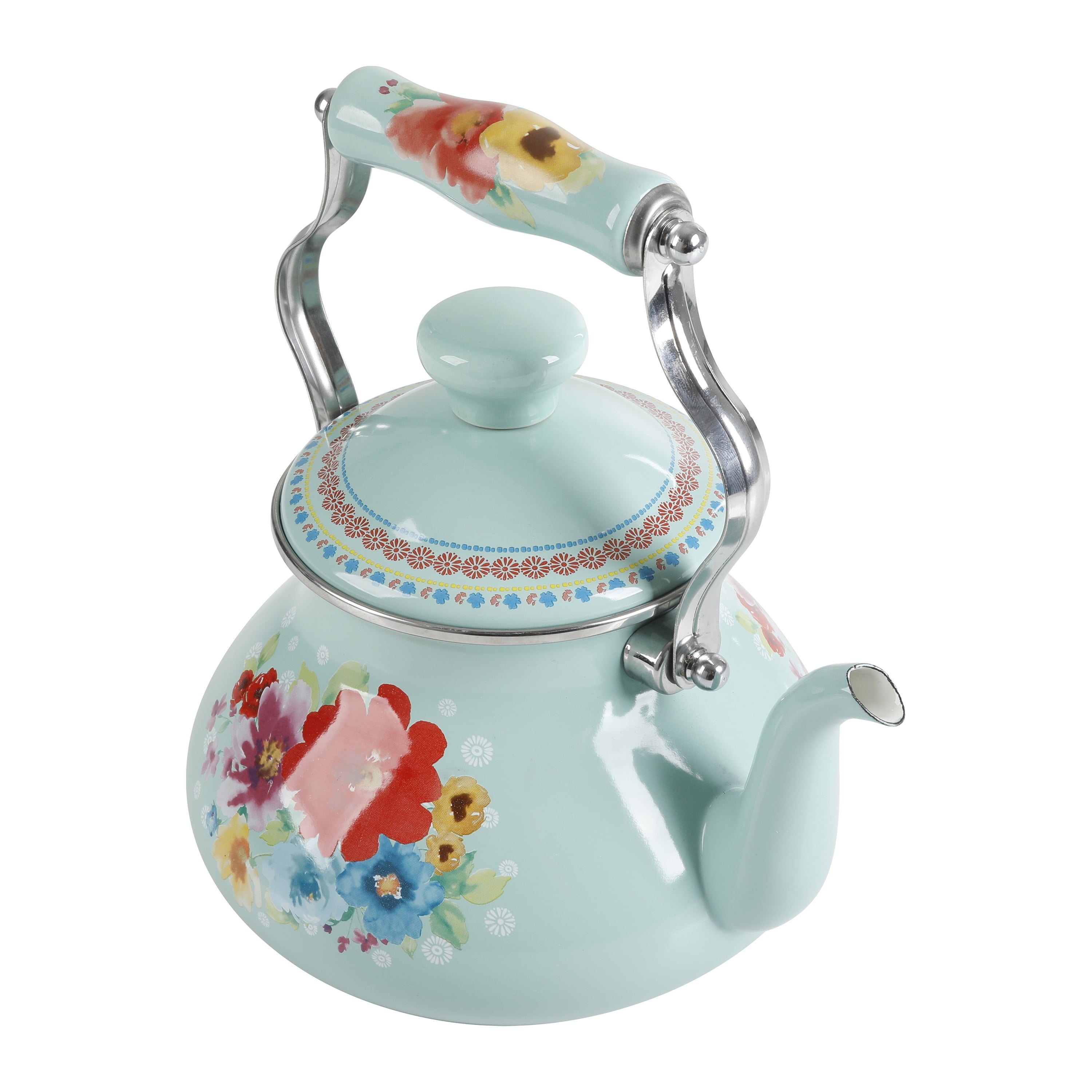 Breezy Blossom Enamel on Steel 1.9-Quart Tea Kettle
