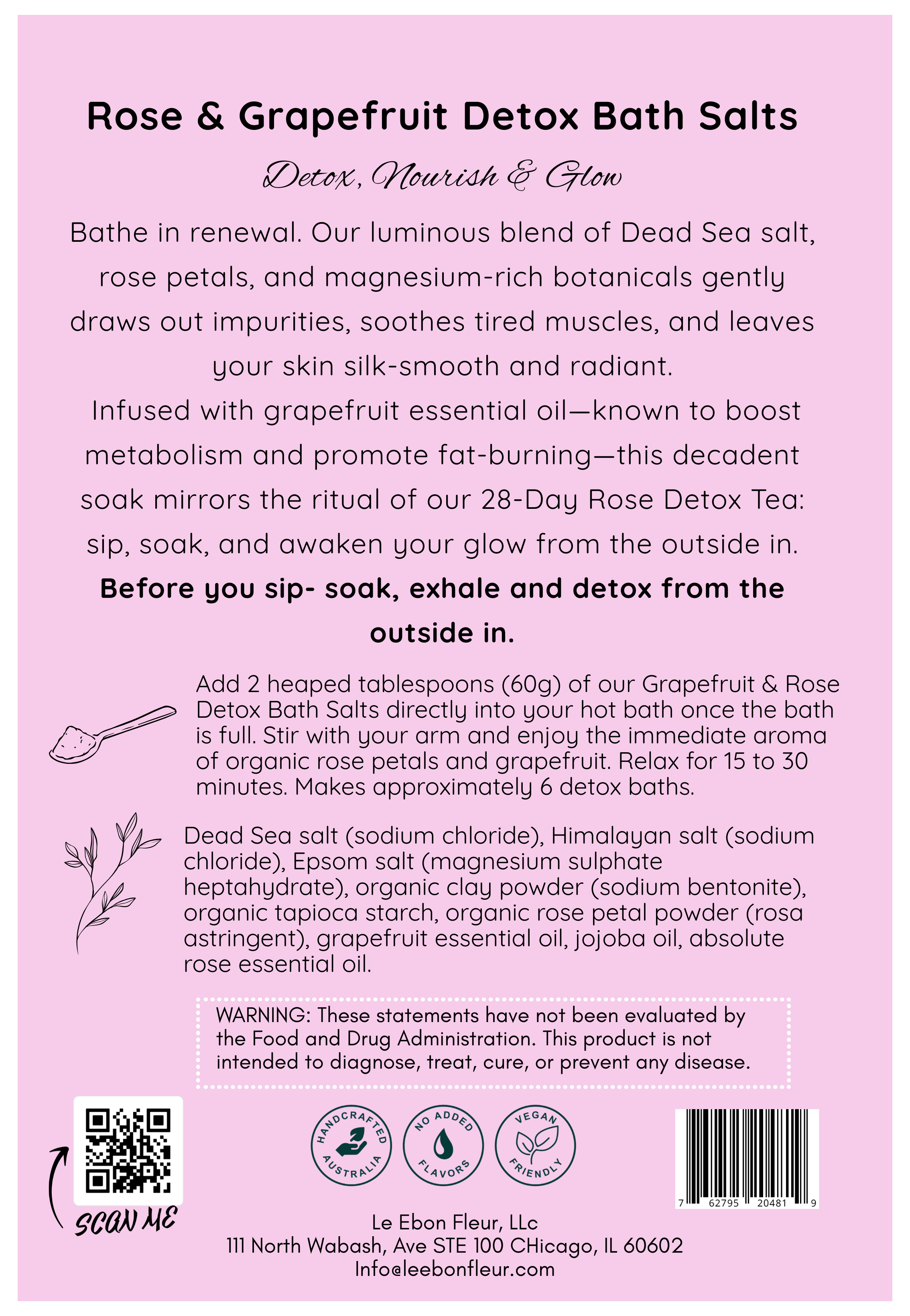 Rose, Grapefruit & Himalayan Bath Salt