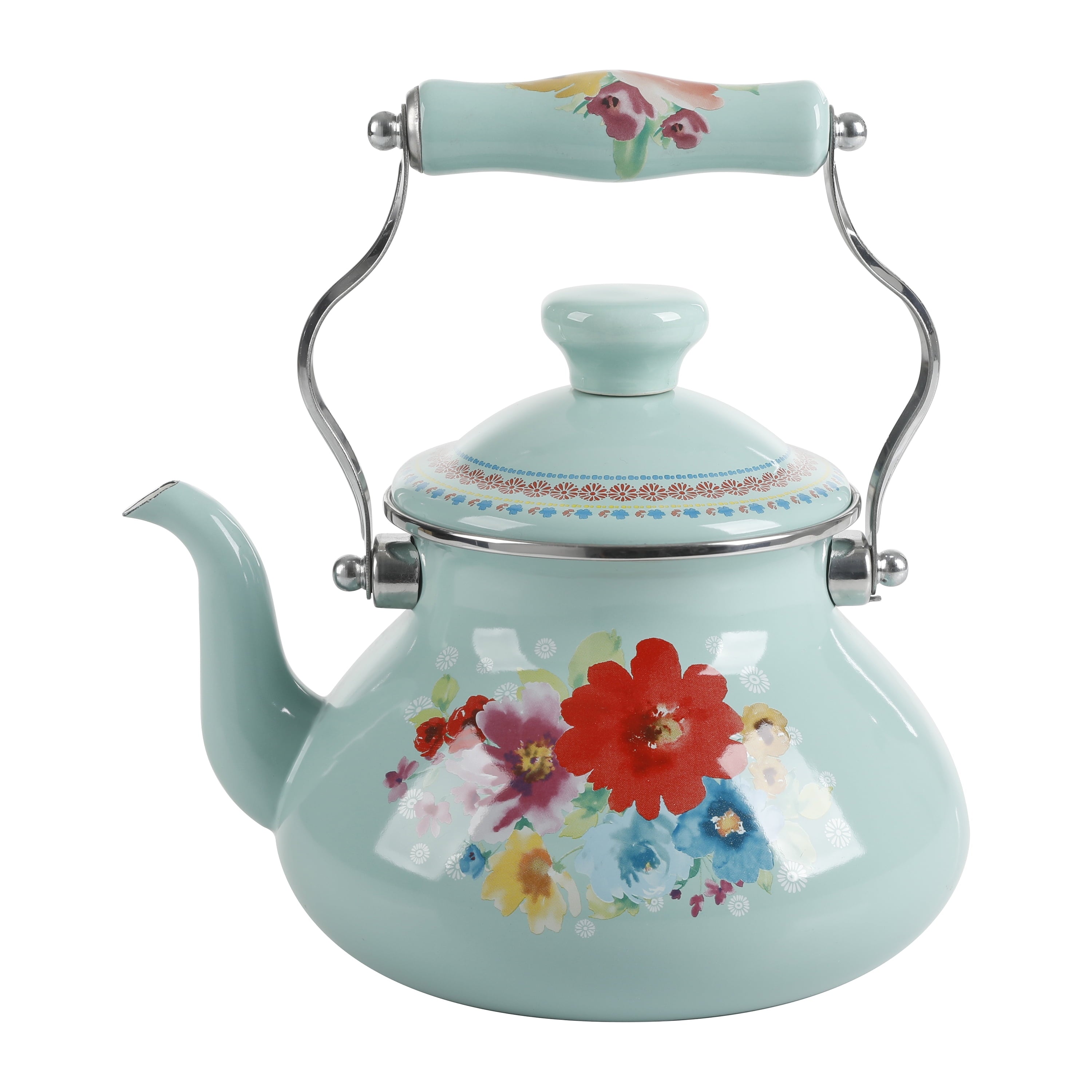 Breezy Blossom Enamel on Steel 1.9-Quart Tea Kettle