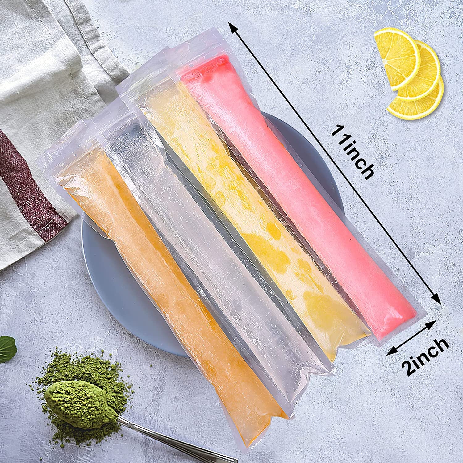 160 Disposable Ice Popsicle Mold Bags| BPA Free Freezer Tubes with Zip Seals | for Healthy Snacks, Yogurt Sticks, Juice & Fruit Smoothies, Ice Candy Pops| Comes with a Funnel (11"X2")