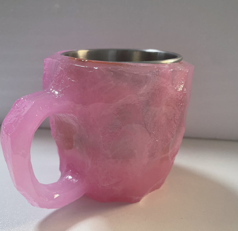 400Ml Resin Mineral Crystal Coffee Mugs with Handles Elegant Fake Mineral Crystal Cup for Workplace Home Decor Christmas Gift Kitchen Gadgets