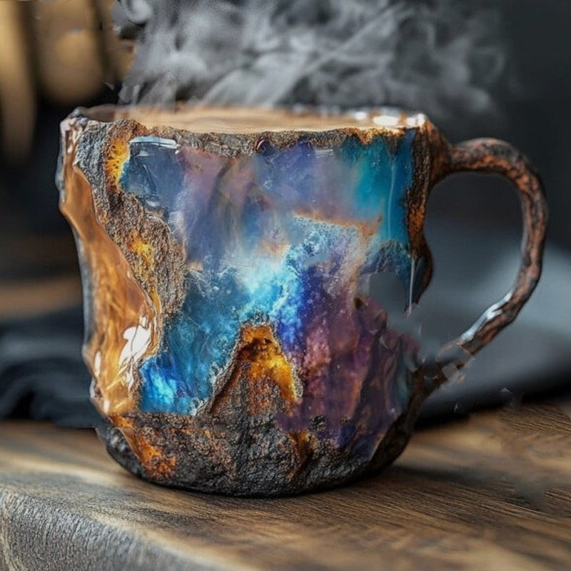 400Ml Resin Mineral Crystal Coffee Mugs with Handles Elegant Fake Mineral Crystal Cup for Workplace Home Decor Christmas Gift Kitchen Gadgets