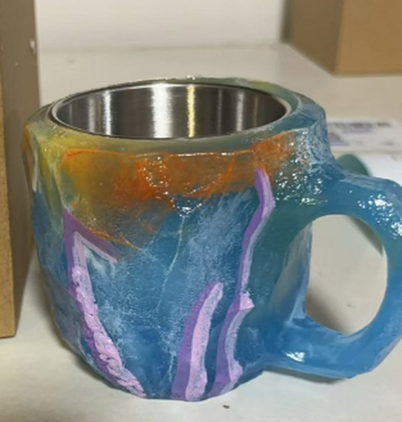 400Ml Resin Mineral Crystal Coffee Mugs with Handles Elegant Fake Mineral Crystal Cup for Workplace Home Decor Christmas Gift Kitchen Gadgets