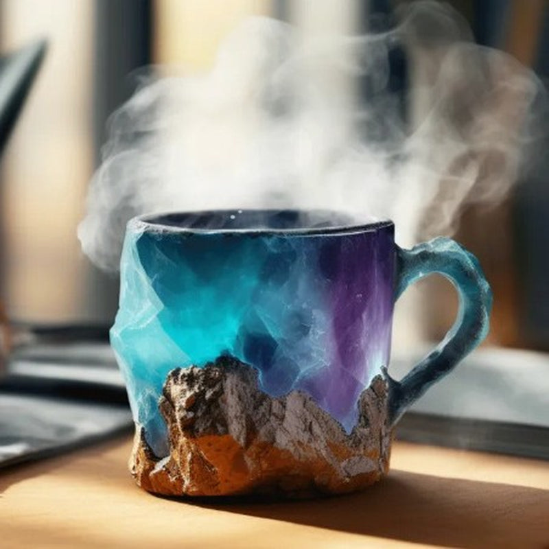 400Ml Resin Mineral Crystal Coffee Mugs with Handles Elegant Fake Mineral Crystal Cup for Workplace Home Decor Christmas Gift Kitchen Gadgets
