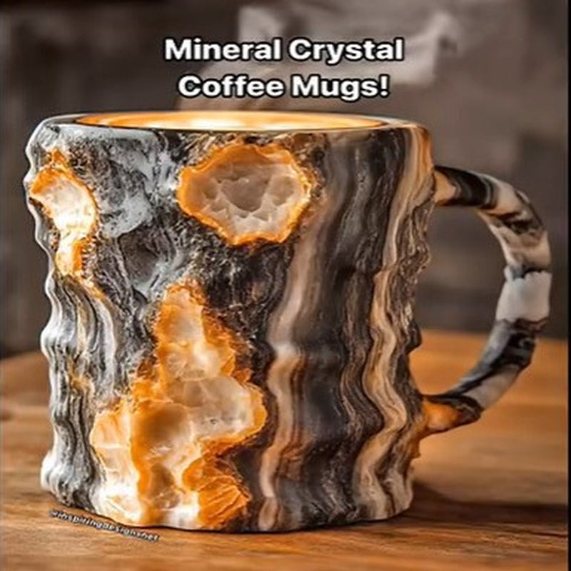 400Ml Resin Mineral Crystal Coffee Mugs with Handles Elegant Fake Mineral Crystal Cup for Workplace Home Decor Christmas Gift Kitchen Gadgets