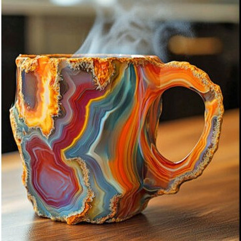 400Ml Resin Mineral Crystal Coffee Mugs with Handles Elegant Fake Mineral Crystal Cup for Workplace Home Decor Christmas Gift Kitchen Gadgets