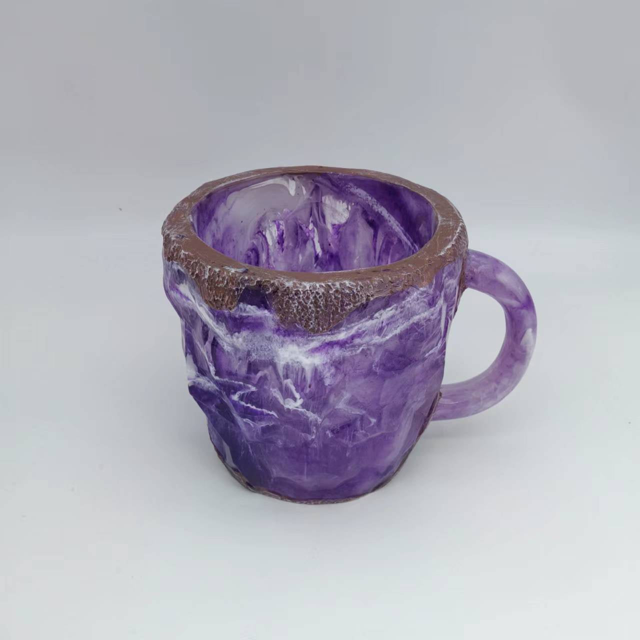 400Ml Resin Mineral Crystal Coffee Mugs with Handles Elegant Fake Mineral Crystal Cup for Workplace Home Decor Christmas Gift Kitchen Gadgets