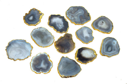 Natural Agate Coasters Bar Beer Coffee Tea Coaster - Set of 4 Coasters - Perfect Table Accessories Tableware (Natural Grey)