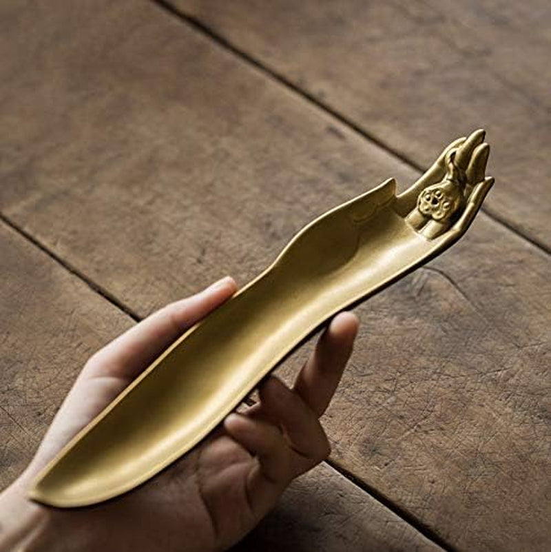 Incense Stick Holder Ceramic Burner Lotus Hand and Leaf Creative Design (Lotus Hand)