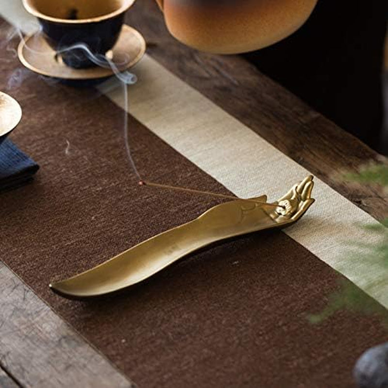 Incense Stick Holder Ceramic Burner Lotus Hand and Leaf Creative Design (Lotus Hand)