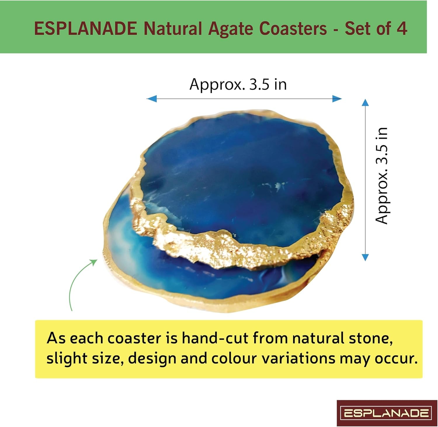 Natural Agate Coasters Bar Beer Coffee Tea Coaster - Set of 4 Coasters - Perfect Table Accessories Tableware (Natural Grey)