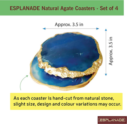 Natural Agate Coasters Bar Beer Coffee Tea Coaster - Set of 4 Coasters - Perfect Table Accessories Tableware (Natural Grey)