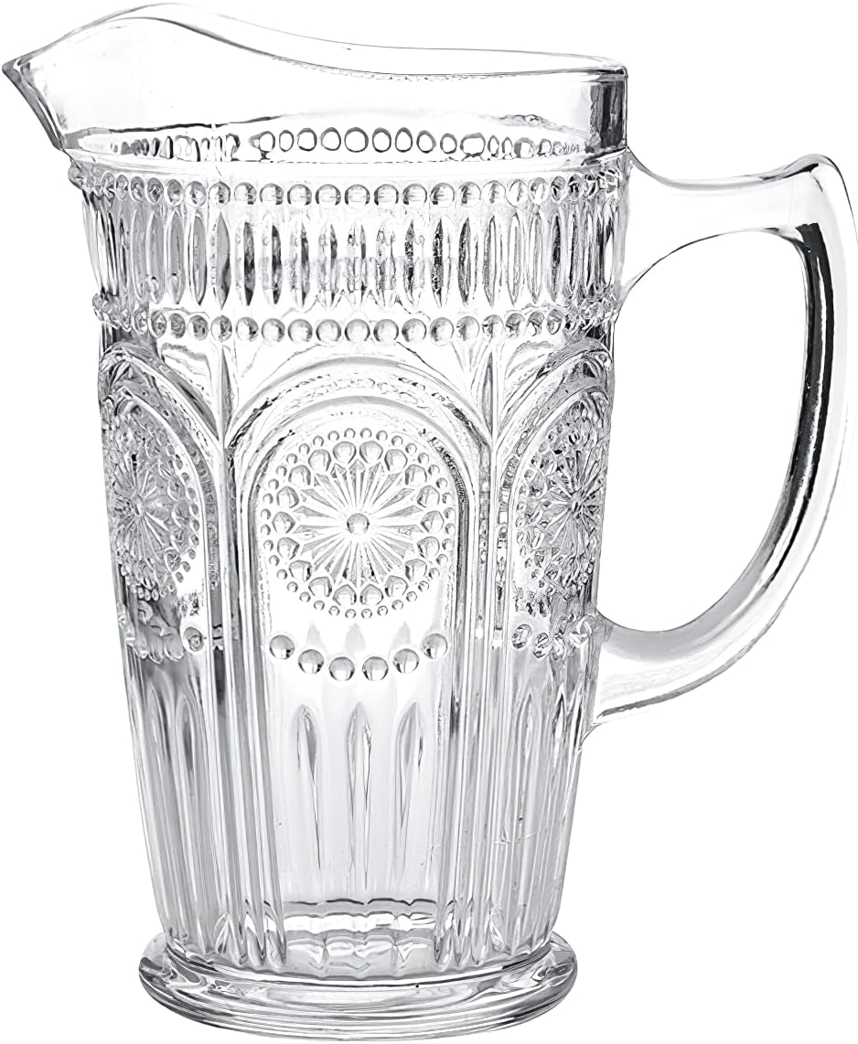 Vintage Water Carafe Pitcher 50 Oz Glass Jug for Ice Tea Juice Milk Beverages
