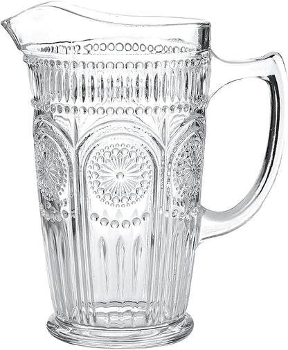 Vintage Water Carafe Pitcher 50 Oz Glass Jug for Ice Tea Juice Milk Beverages