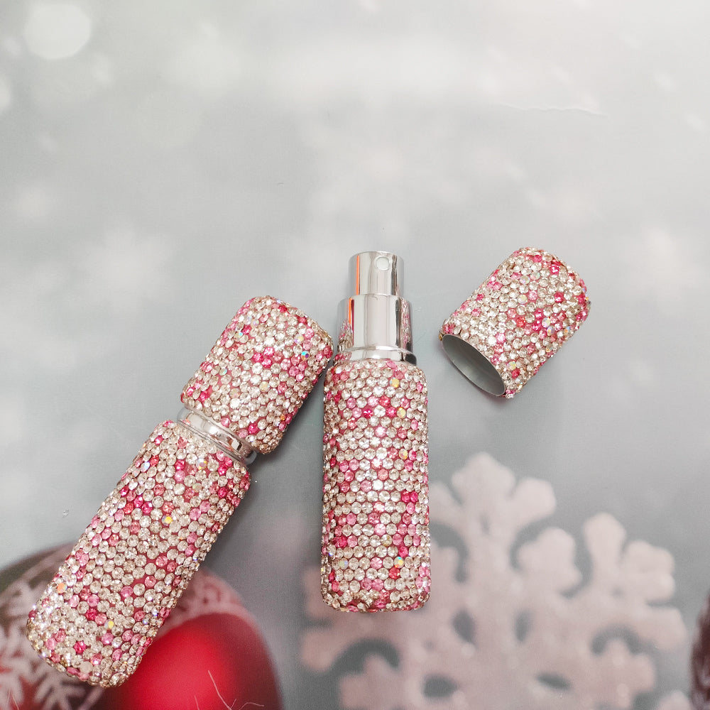 2Pcs 10Ml Shiny Perfume Travel Bottle High End Perfume Sub-Bottling Glass Bottle Filling Travel Portable Mini Perfume Spray Bottle with Drill Perfume Empty Bottle