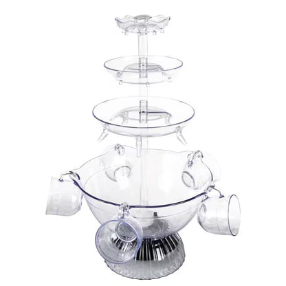 3-Tier 1.5 Gal Party Drink Dispenser - Fountain with LED Light Base and 5 Cups