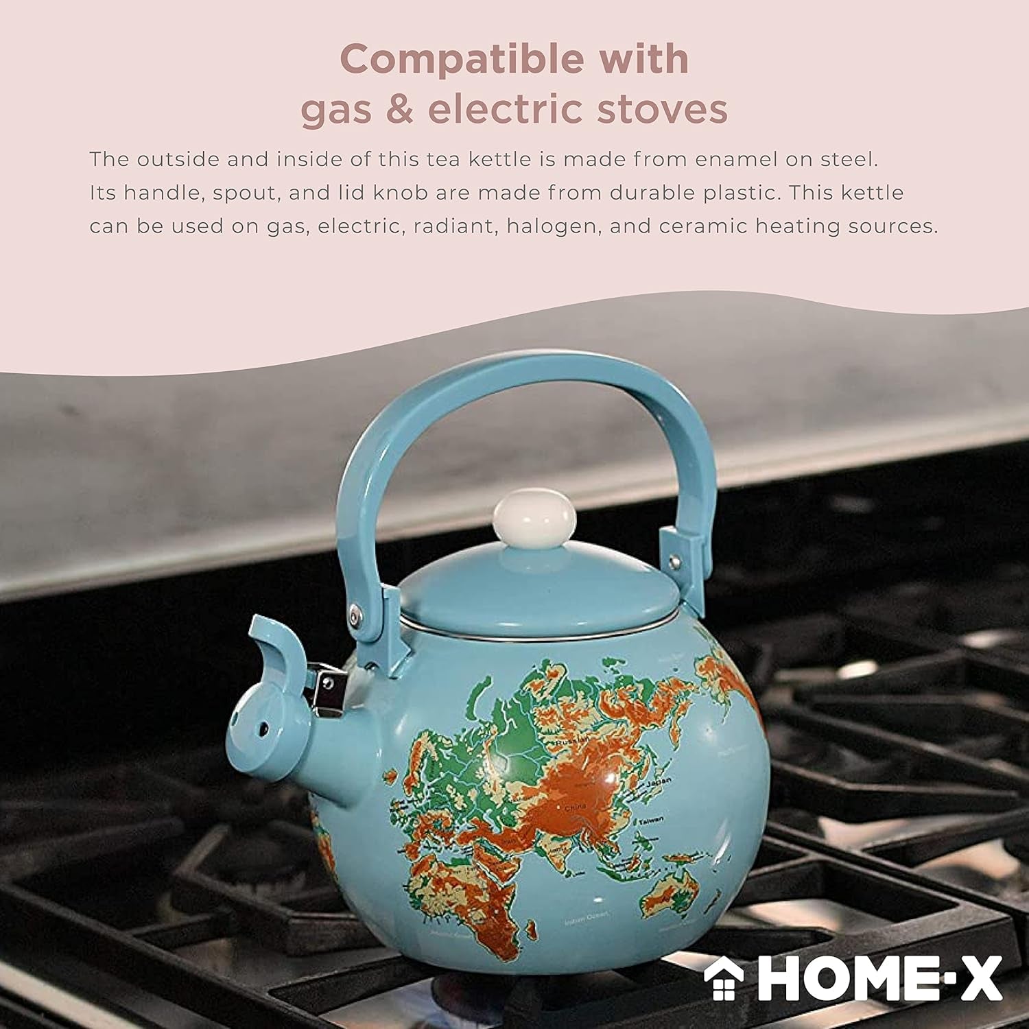 Globe Map Whistling Tea Kettle, Cute Fruit Teapot, Kitchen Accessories/Decor