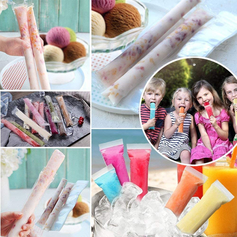 160 Disposable Ice Popsicle Mold Bags| BPA Free Freezer Tubes with Zip Seals | for Healthy Snacks, Yogurt Sticks, Juice &amp; Fruit Smoothies, Ice Candy Pops| Comes with a Funnel (11&quot;X2&quot;)