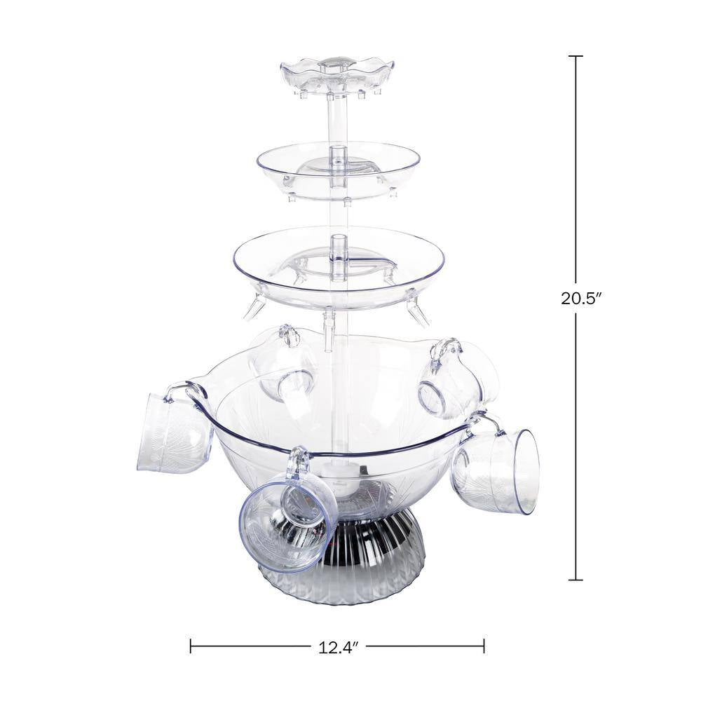 3-Tier 1.5 Gal Party Drink Dispenser - Fountain with LED Light Base and 5 Cups