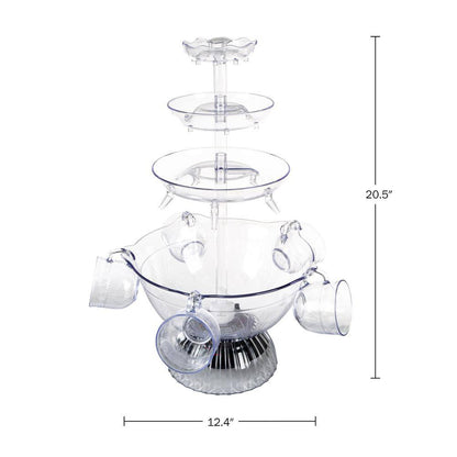 3-Tier 1.5 Gal Party Drink Dispenser - Fountain with LED Light Base and 5 Cups