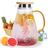 Glass Pitcher, 60Oz Clear Glass Pitcher with Bamboo Lid and Spout, 1.8L Glass Water Pitcher, Iced Tea Pitcher for Fridge, Pitchers Beverage Pitchers, Juice Lemonade Carafe