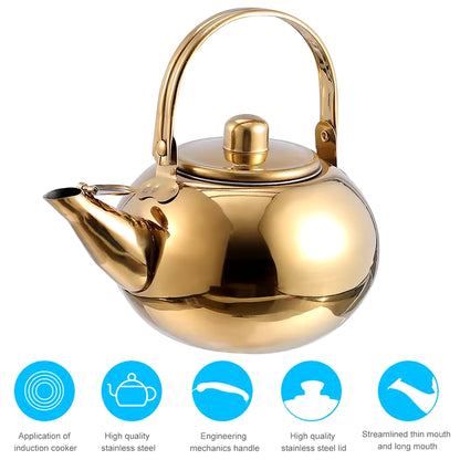 1.5/2/2.5L Stainless Steel Coffee Pot Mugs with Lid Practical Teapot Mug with Espresso Machines Screen Loose Leaf Tool Water
